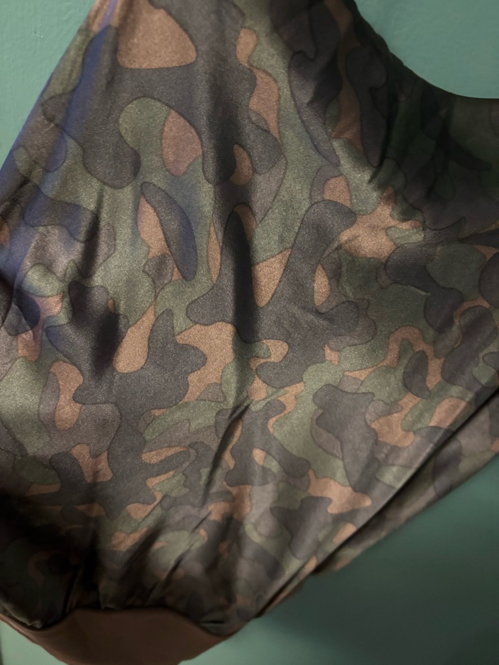 Cami NYC Camo Satin Cowl Neck Bodysuit in Brown and Pink - Picture 2 of 6